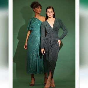 Maggy London Long Sleeve Metallic Occasion Dress